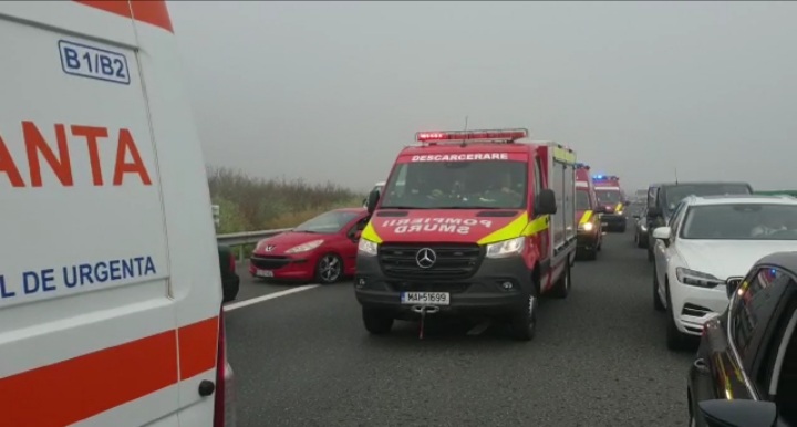 Accident rutier în lanț pe Autostrada A2, spre Constanța. A fost activat planul roșu de intervenție