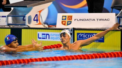 David Popovici, în finala probei de 100 m liber, la CE de la Otopeni