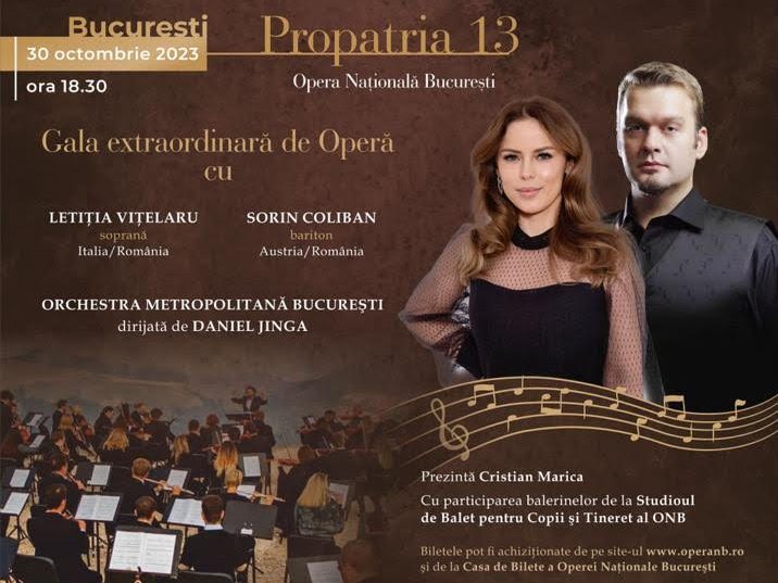 Soprana Letiția Vițelaru și bas baritonul Sorin Coliban în Gala Extraordinară de Operă, la ONB