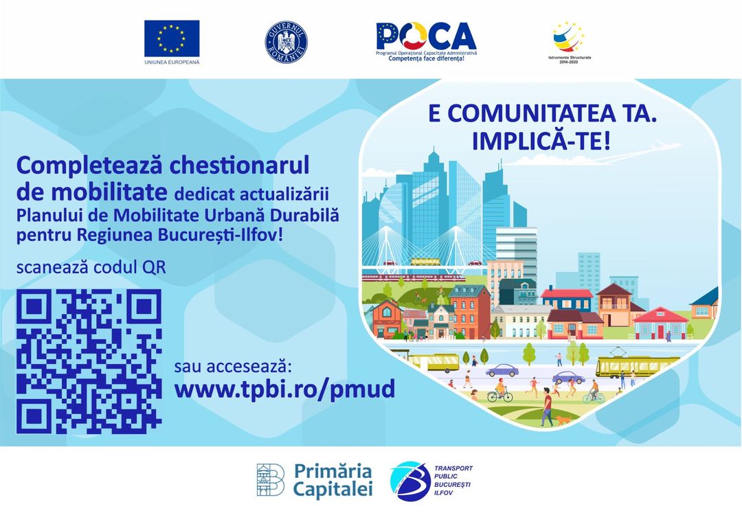 Bucureștenii sunt invitați să-și spună părerea despre actualizarea Planului de Mobilitate Urbană Durabilă