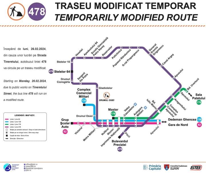 Traseu modificat pe linia 478