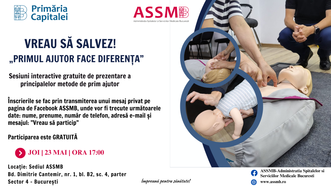ASSMB: Sesiune interactivă gratuită de prezentare a principalelor metode de acordare a primului ajutor