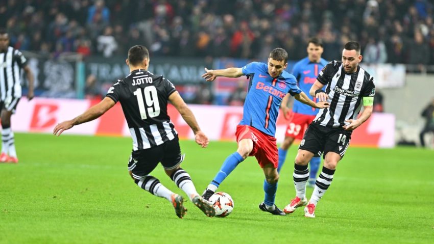 Calificare în optimile de finală din UEFA Europa League pentru FCSB: campioana României „pune în scenă” o primă repriză de „nota zece” împotriva lui PAOK și „aplică knock-out-ul” în ultimele minute ale întâlnirii