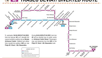 Tramvaiele liniei 40 – modificari de traseu
