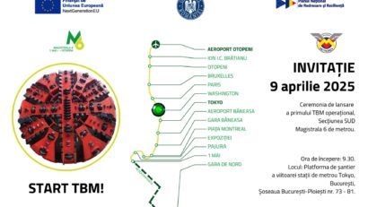 METROREX lansează primul utilaj de foraj TBM, operațional pe Secțiunea Sud, 1 Mai – Tokyo