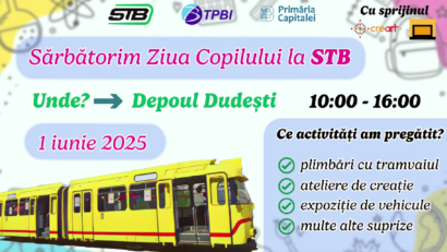STB invită copiii, de 1 iunie, la Depoul Dudești