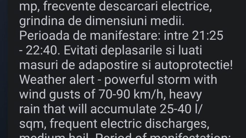 ISU București-Ilfov informează participanții la Festivalul Nostalgia – fenomene meteo periculoase!