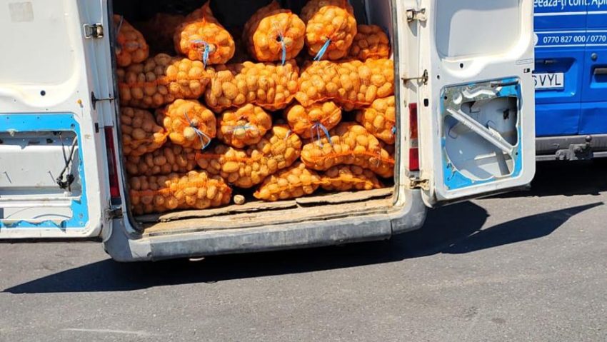 Protest cu îmbrânceli și saci de cartofi, în fața Guvernului
