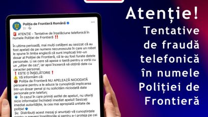 DNSC atenţionează în legătură cu tentative de fraudă în numele Poliţiei de Frontieră
