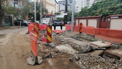 Se lucrează intens sau deloc pe șantierul liniei de tramvai de pe Expoziției?