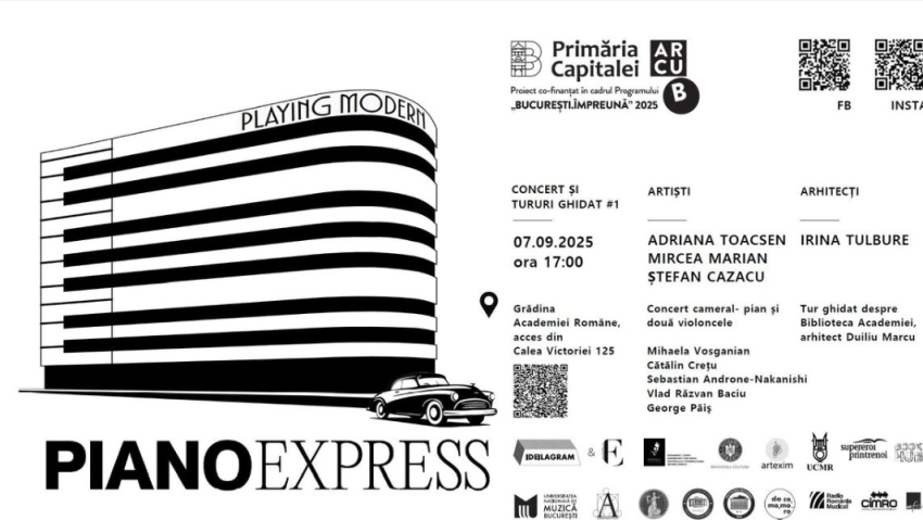 Concert și tur ghidat la Academia Română, în cadrul proiectului Piano Express