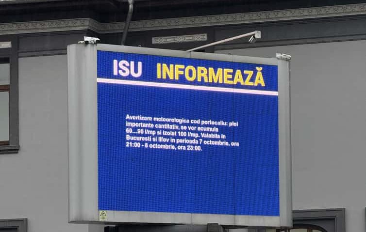 Cod roșu de ploi torențiale în București și cinci județe. ISU transmite recomandări pentru siguranța populației
