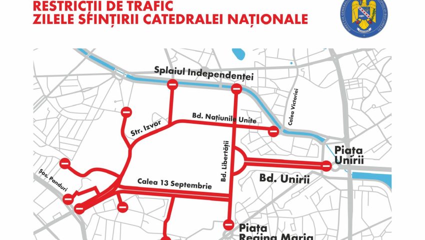 25–31 octombrie, Zilele Sfințirii Catedralei Naționale. Vor fi restricții de circulație în Capitală