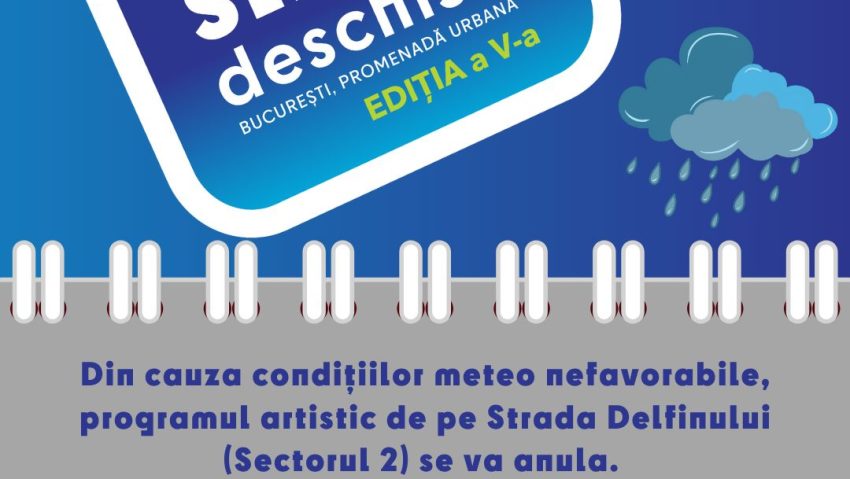 Vremea rea anulează programul Străzi Deschise de pe Strada Delfinului!