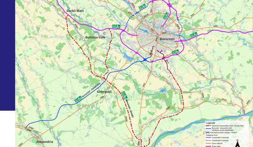 Startul pentru studiul de fezabilitate pentru drumul de mare viteză Bucureşti-Giurgiu, anunțat pentru ianuarie 2026