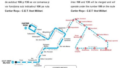 TPBI: Liniile de autobuz 106 și 136, comasate, vor circula sub indicativul 106