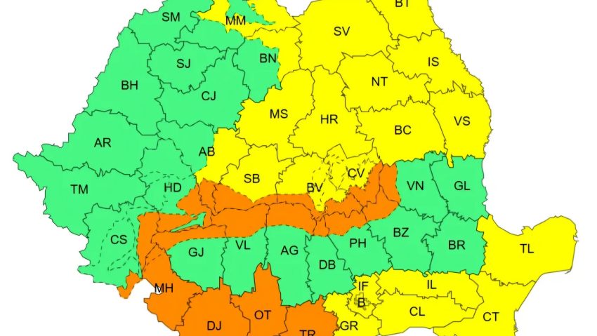 Alertă METEO: cod portocaliu și galben de ninsoare, vreme rece și ger > va ninge abundent în cea mai mare parte a țării 