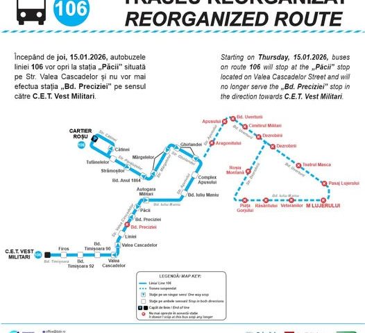 TPBI: Troleibuzele liniei 61 vor opri pe ambele sensuri de mers, și în stația „Bd. Iuliu Maniu”
