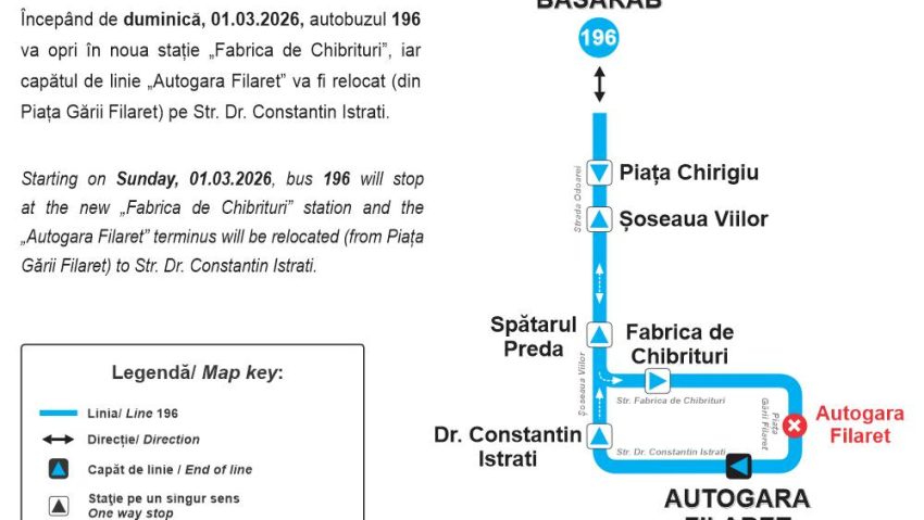 Staţie nouă pe traseul liniei 196