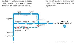 TPBI: De luni, 16 februarie, traseul liniei 485 va fi modificat, pe sensul spre “Parcul Drumul Taberei”