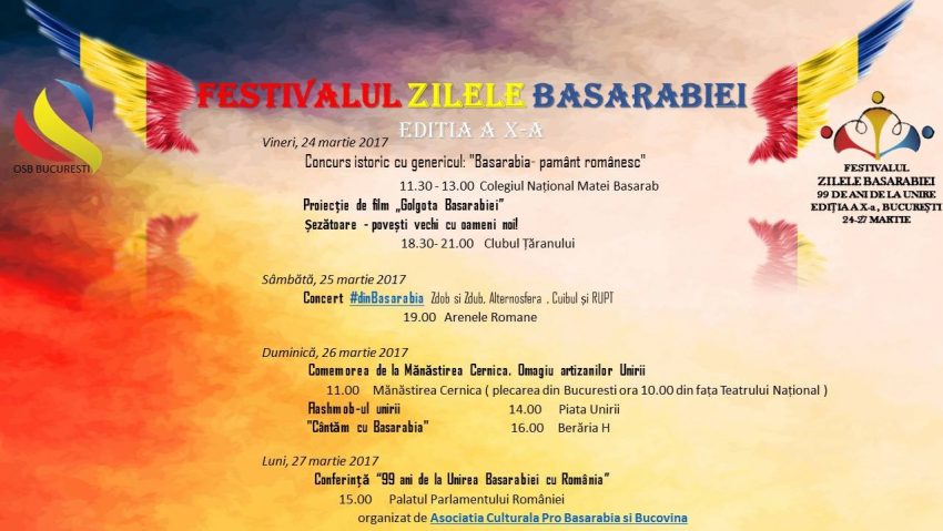 Festivalul „Zilele Basarabiei” are loc la București. Evenimente dedicate unirii și culturii de peste Prut