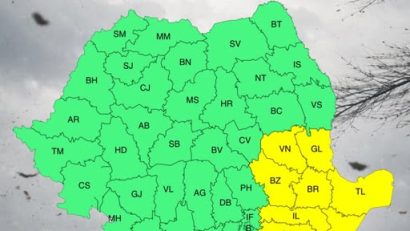 ANM: Cod galben de vânt în zone din cinci judeţe şi în Bucureşti, sâmbătă