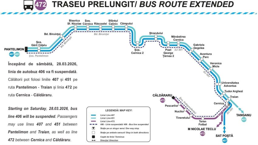 TPBI anunță modificări de trasee, de sâmbătă, 28 martie