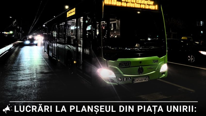 Cinci linii STB deviate joi noapte pentru lucrări la planşeul din Piaţa Unirii