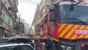 Incendiu pe fațada unei clădiri, de pe strada Tache D. Ionescu