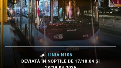 Autobuzele liniei N106 vor circula deviat în acest week-end