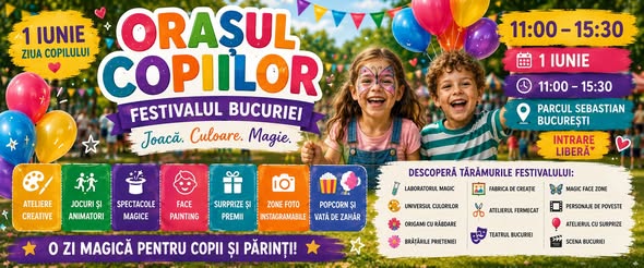 De 1 Iunie, Festivalul Bucuriei, în Parcul Sebastian!