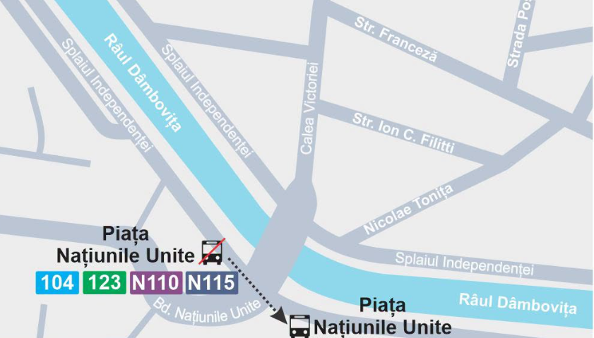 Stația „Piața Națiunile Unite” revine pe amplasamentul inițial