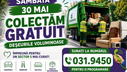 Se colectează gratuit deșeurile voluminoase, în Sectorul 5!