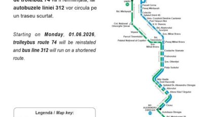 TPBI reînfiinţează linia 74; Linia 312 – scurtată