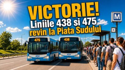 Liniile de autobuz 438 și 475 revin la capătul de linie din Piața Sudului
