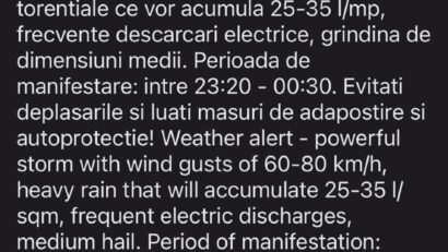 O nouă avertizare meteo COD PORTOCALIU, în capitală!