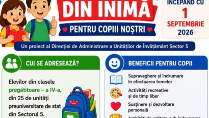 Primăria Sectorului 5 a dat startul înscrierilor în proiectul “Din inimă pentru copiii noștri”!
