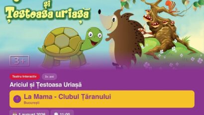 “Ariciul şi Ţestoasa Uriaşă”, spectacol de teatru interactiv la Clubul Ţăranului