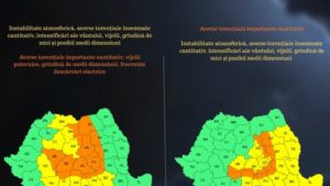 Cod galben de instabilitate atmosferică în zone din 19 judeţe, vineri şi sâmbătă