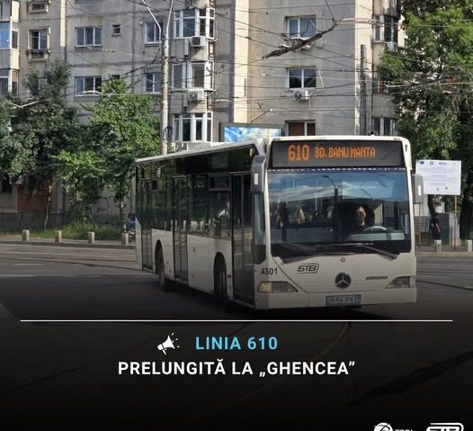 Linia 610 va avea un traseu modificat începând de sâmbătă