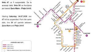 Traseul liniei 54 va fi modificat, începând de sâmbătă
