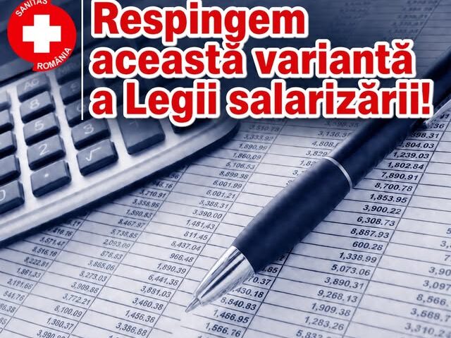 SANITAS respinge ultima variantă a Legii salarizării