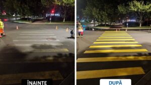 Continuă lucrările de refacere a marcajelor rutiere din Capitală!