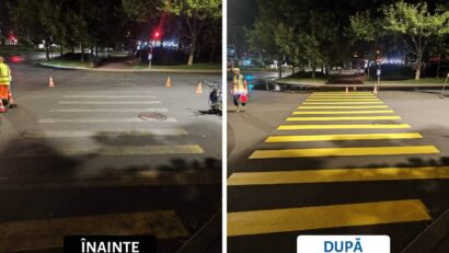 Continuă lucrările de refacere a marcajelor rutiere din Capitală!