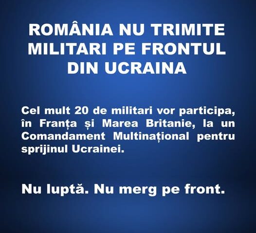 Administraţia Prezidenţială: România nu trimite trupe combatante în Ucraina