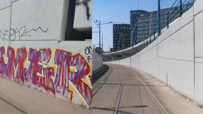 Graffiti-ul de pe Pasajul Basarab, curățat după ce pereții proaspăt reabilitați au fost vandalizați