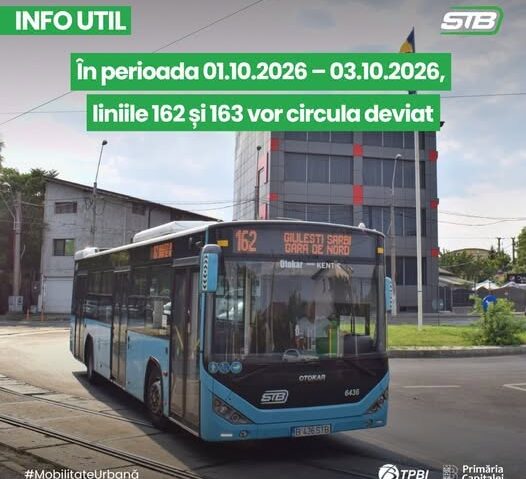 STB: Liniile STB 162 și 163, deviate temporar