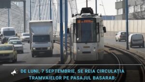 De luni, 7 septembrie, se reia circulaţia tramvaielor pe Pasajul Basarab