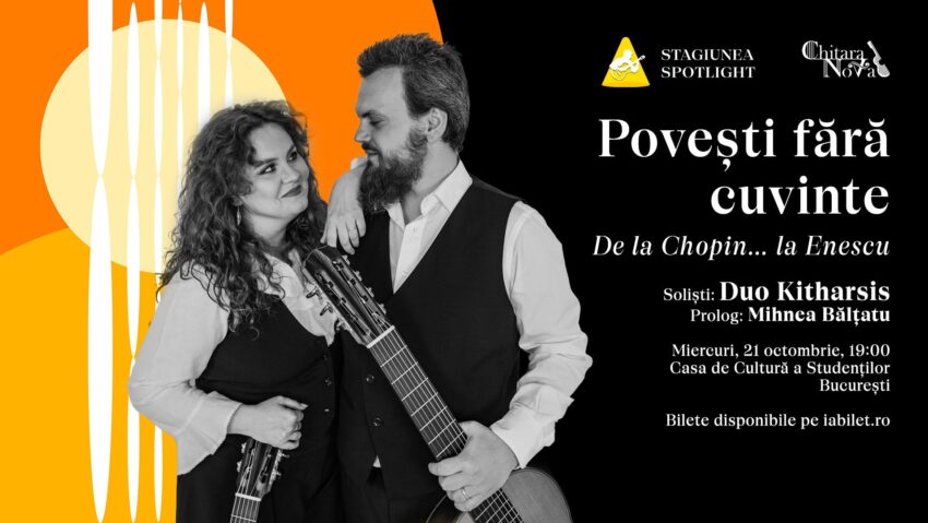 Stagiunea de Chitară Spotlight revine cu un nou sezon. Duo Kitharsis deschide seria de concerte cu “Povești fără cuvinte”