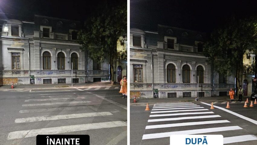 Continuă lucrările de refacere a marcajelor rutiere din Capitală!